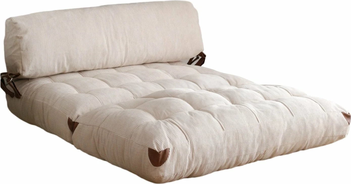 Dvosed postelja, kordurojni žamet, bela, Fold