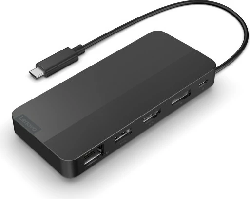 Dvojni prikazni potovalni USB-C dock, Lenovo, 4K, 2x USB-C, HDMI, DisplayPort, Ethernet, Eclipse Black