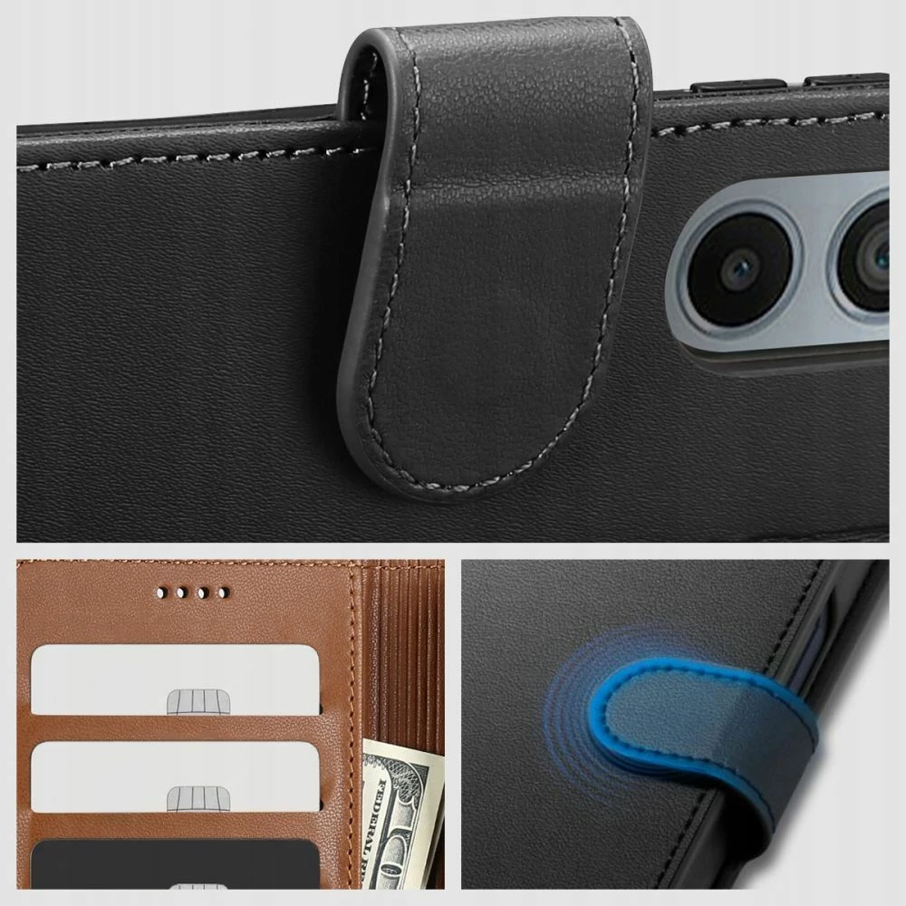 Ovitek denarnica za Samsung Galaxy XCover 7, Tech‑Protect, eko‑usnje, črn