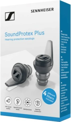Zaščita za ušesa Sennheiser SoundProtex Plus, z 5 akustičnimi filtri, siva, v ohišju