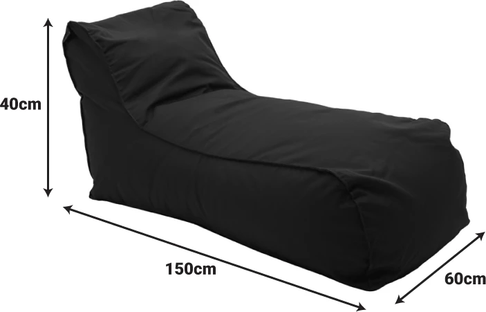 Lounge sedežna vreča, vodoodporen material, črna, 60x150x40 cm, Lara