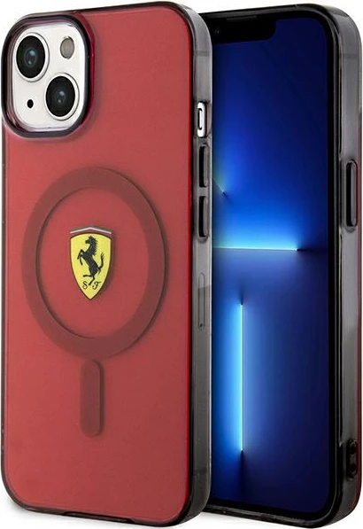 Transparenten ovitek Ferrari FEHMP14SURKR za iPhone 14 6,1", MagSafe, rdeč