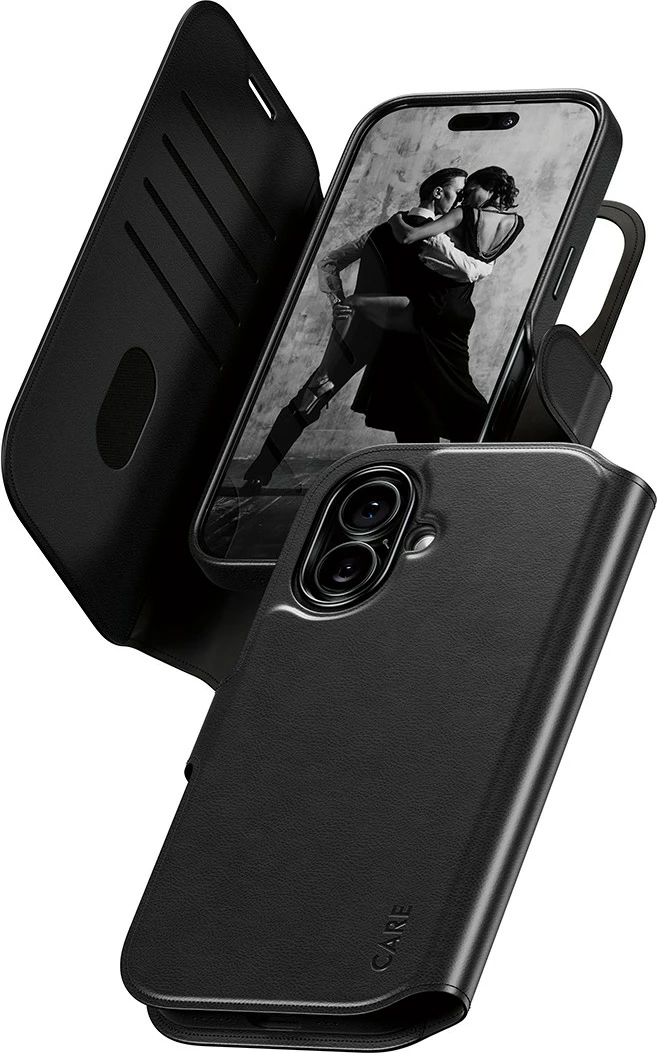 Ovitek z denarnico PanzerGlass CARE Feature Case Tango 2in1 Wallet MagSafe za iPhone 17, črn