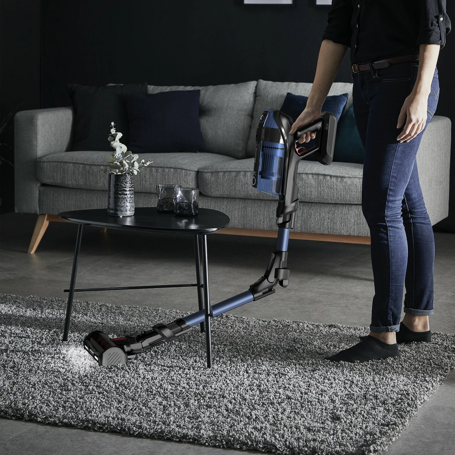 Brezžični sesalnik Rowenta X-Force Flex 12.60 Aqua RH98C0WO, modro/črn