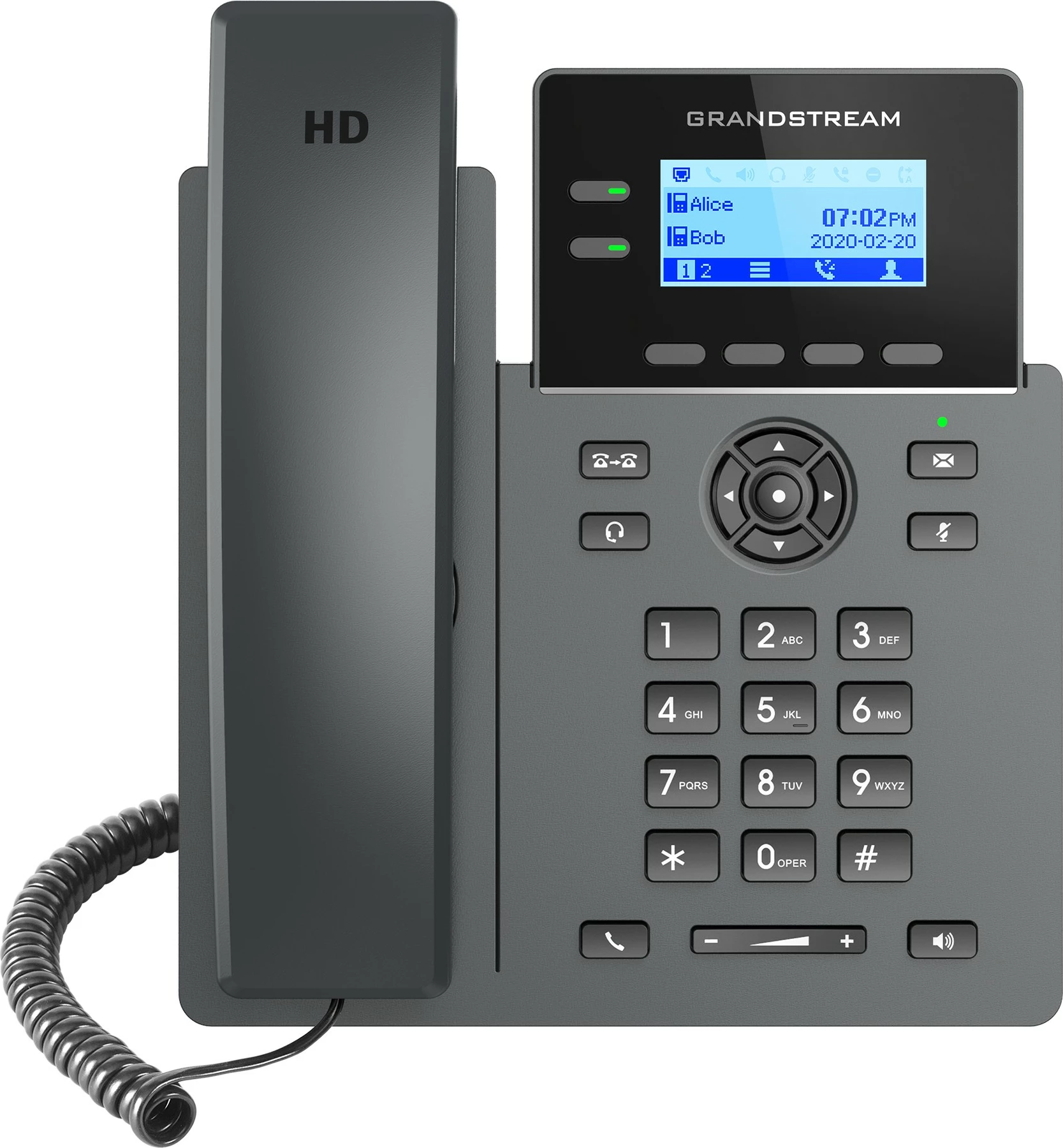 IP telefon, 2 liniji, 2000 stikov, Grandstream GRP2602P, črn