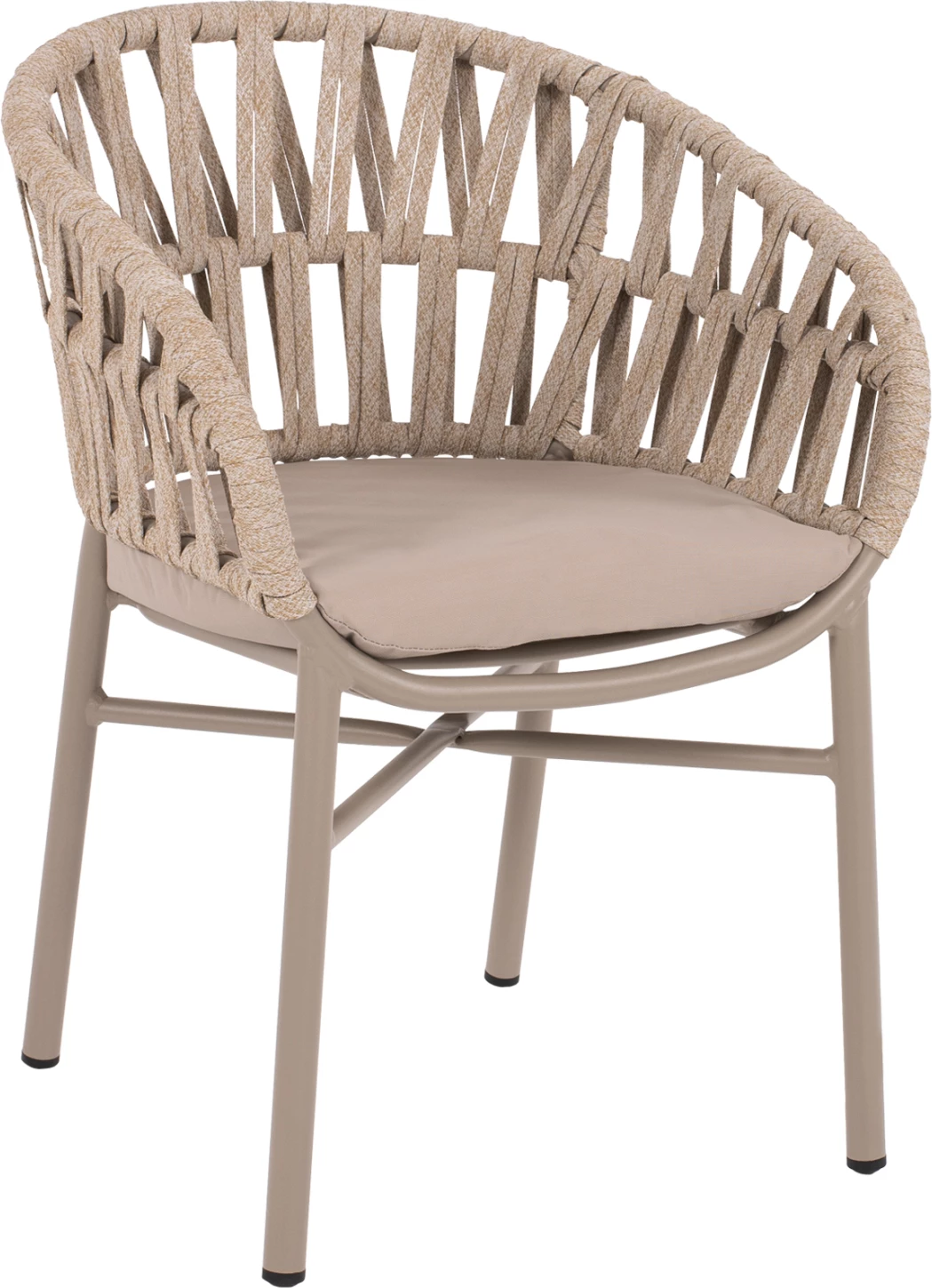 Aluminijast stol z bež vrvjo, barva svetla moka, 57x56x78 cm, FH5857.03