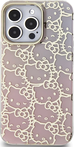 Zaščitni ovitek Hello Kitty IML Gradient Electrop Crowded Kitty Head za iPhone 13 Pro Max, rožnat