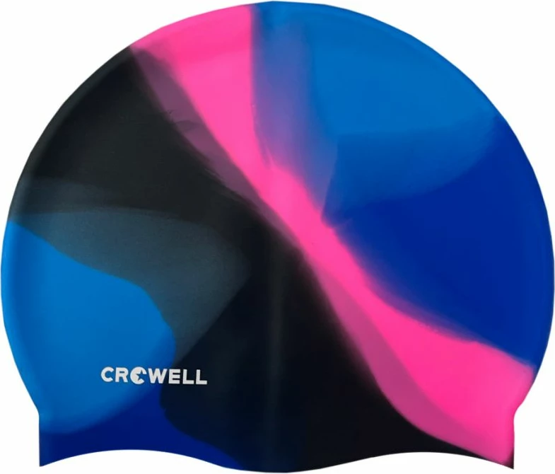 Plavalna kapa iz silikona Crowell Multi Flame, črno-modro-rožnata