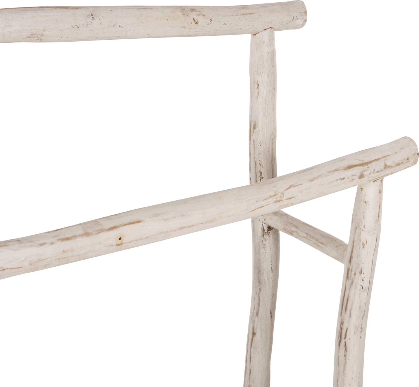 Obešalnik za brisače iz vej TEAK v beli patini 90x28x77-91Hcm
