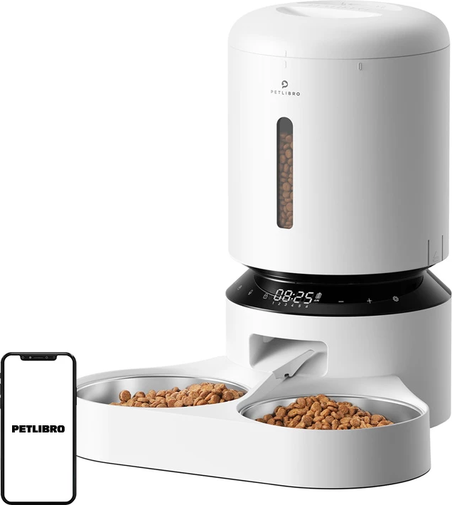 Avtomatski podajalnik hrane Petlibro Granary PL-AF006-33W, 5L, z dvema posodama, bel