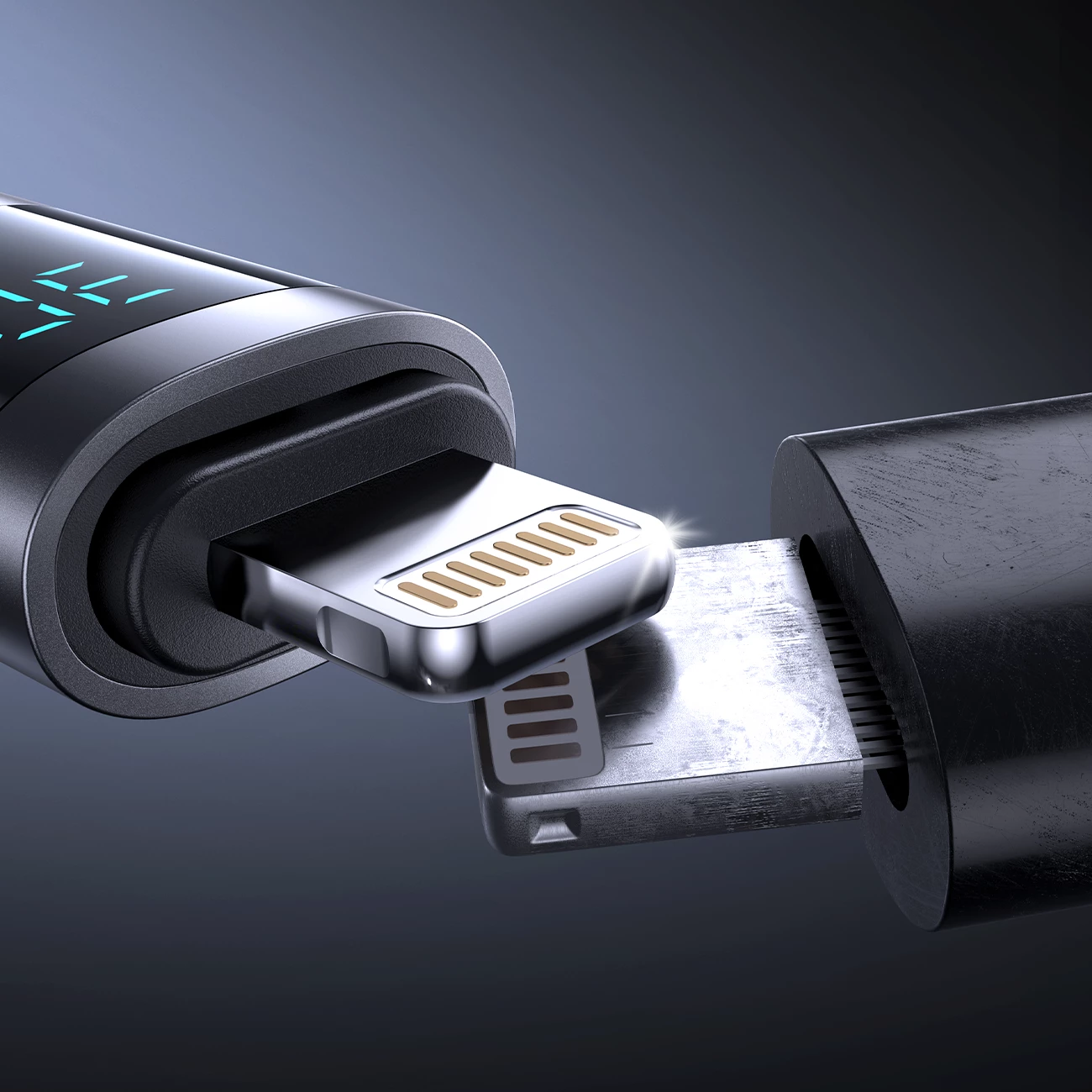 Kabel USB-C na Lightning z LED zaslonom, 1,2 m, 30 W, črn — Joyroom S-A16 Pro Prism Series