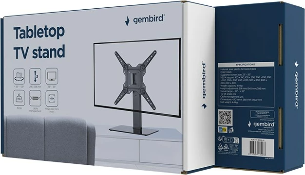 Namizni nosilec za TV/monitor Gembird TVS-D55S-01, 23-55", črn