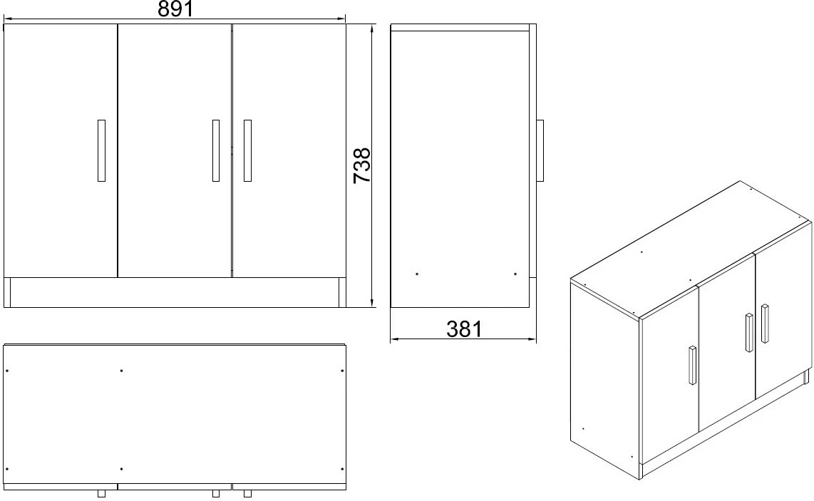 Multifunkcijski omarica Hanah Home Vo5-Ob, hrast/črna
