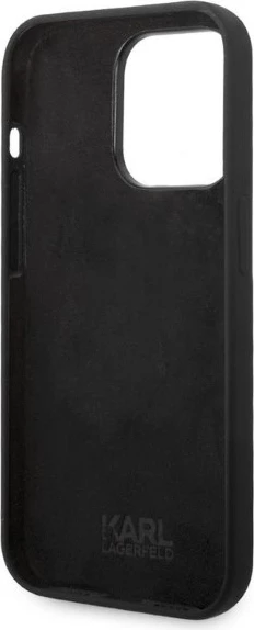 Ikoničen silikonski ovitek za telefon, Karl Lagerfeld za iPhone 14 Pro Max, črn