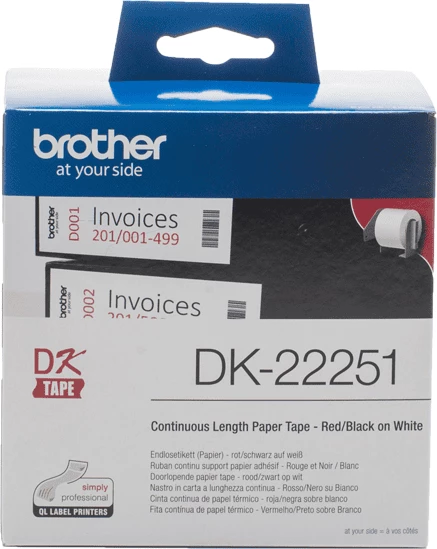 Rola nalepk 62 mm x 15,24 m, bela papirna, dvobarvni tisk (črno/rdeče) - Brother DK-22251