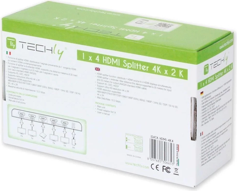 HDMI razdelilec 4-izhoda 4K TECHly IDATA HDMI-4K4