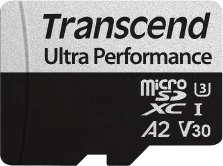 Kartica microSDXC 128GB Transcend 340S, Class 10, UHS-I, A2, črno/siva