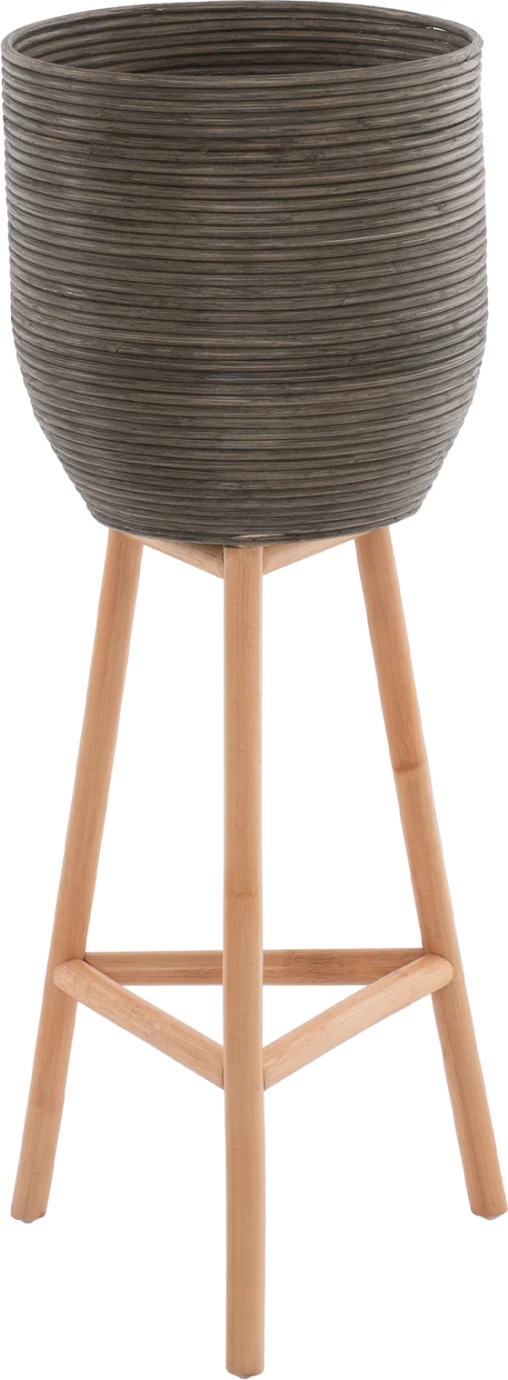 Cvetlični lonec iz ratana z bambusovimi nogami FH7724 36Χ35Χ95Hcm. Naravno-zelena