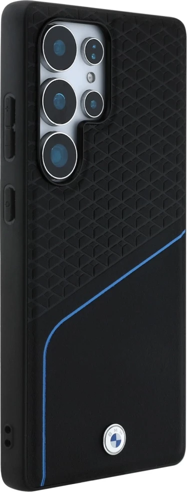 Ohišje iz usnja z teksturo in gladko površino MagSafe za Samsung Galaxy S25 Ultra, BMW, črno