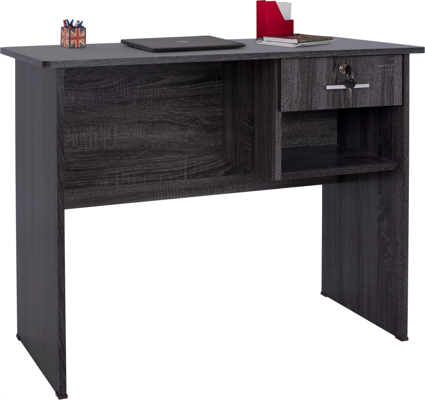 Pisarniški melamin s predalom FH2283.01 v sivi barvi 90x45x74,5