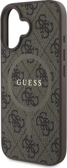 Ovitek za telefon Guess 4G Ring Classic Logo MagSafe za iPhone 16, rjav