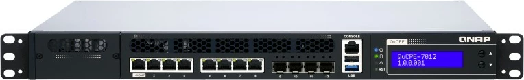 NAS sistem QNAP QuCPE-7012-D2146NT, Intel Xeon D-2146NT, 32 GB RAM, 8x2,5GbE, 4x10GbE, 1U rack, črn