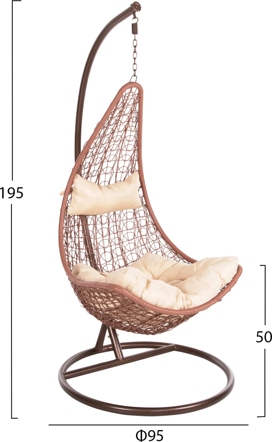 Viseče gnezdo MILLIE FH5996.05 kovinsko v rjavi barvi-sintetični ratan v rjavi Φ95x195Hcm