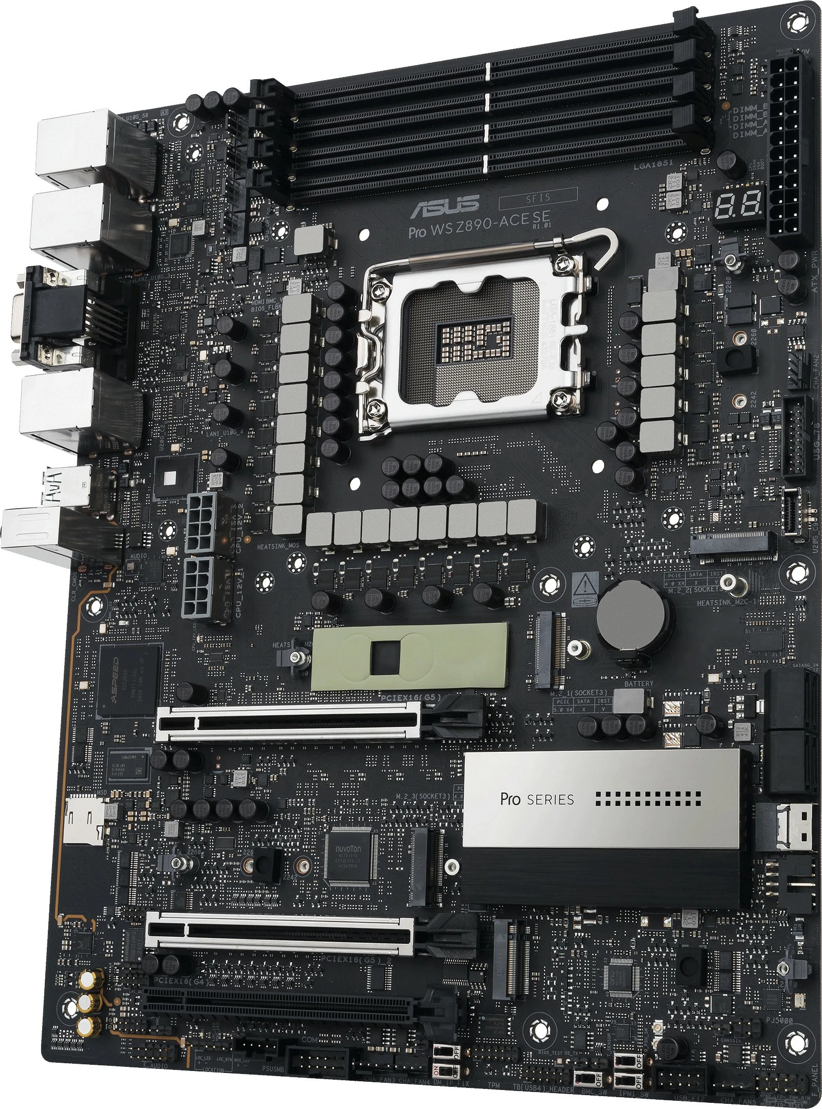 Plošča za delovno postajo ASUS Pro WS Z890-ACE SE, LGA 1851, DDR5 256GB, PCIe 5.0, Thunderbolt 4