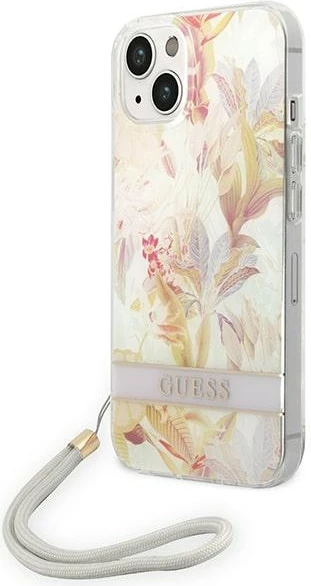 Ovitek za telefon Flower Strap, vijoličen — Guess GUOHCP14MHFLSU za iPhone 14 Plus 6,7"