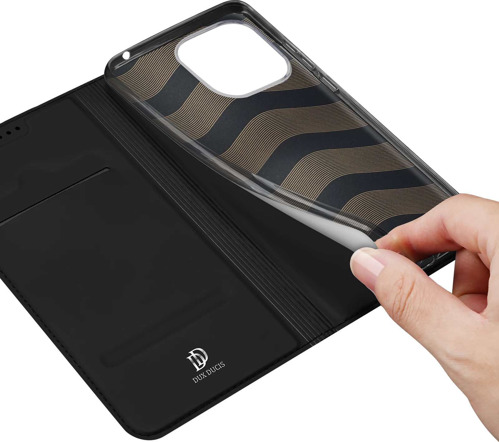 Zaščitni ovitek Dux Ducis Skin Pro za Xiaomi Redmi 11A / Poco C55 / Redmi 12C, z vložkom za kartice, stojalom, črn