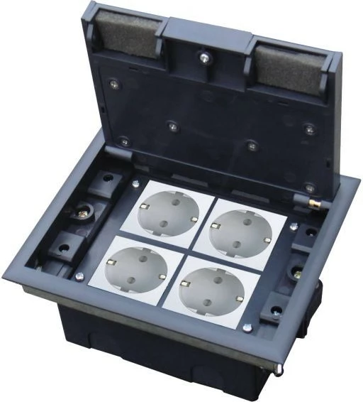 Doza za talno vgradnjo ALANTEC PP004, 4 modulov 45x45 mm, nastavljiva globina, grafit/siva