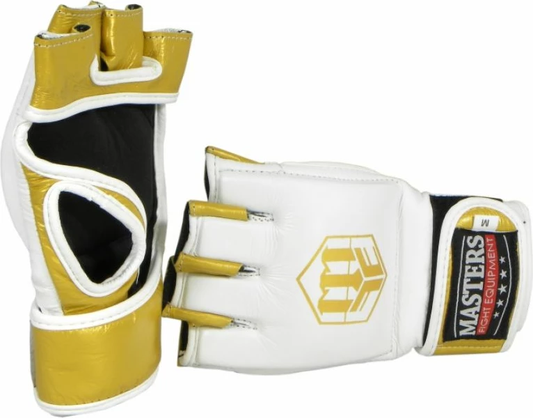 Rokavice za MMA, bele z zlatimi — Masters