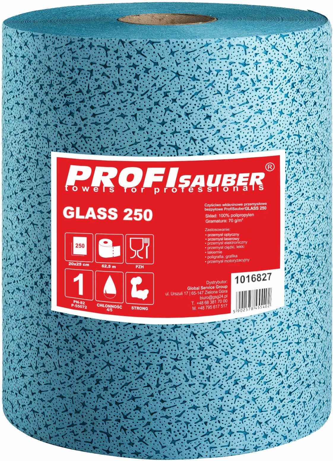 Čistilne krpe za steklo GLASS 250 Profi Sauber, 250 listov, 20x25 cm, modre