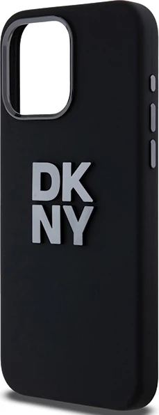 Ovitek iz tekočega silikona z metalnim logotipom DKNY za iPhone 15 Pro Max, črn