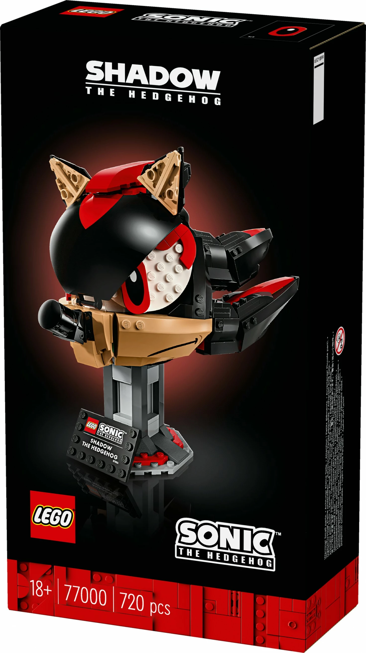Set za gradnjo glave Shadow the Hedgehog, LEGO 77000, 720 kosov, večbarven