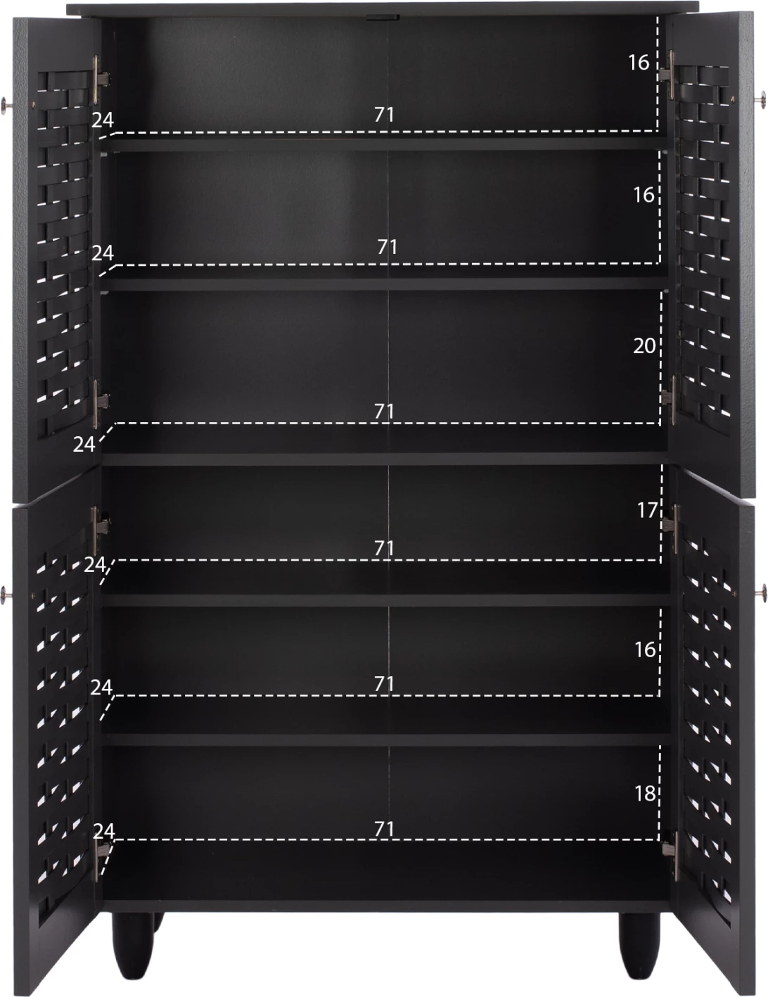 Omara za čevlje KABIRA FH2210.10 4-vratna melaminska v temno sivi barvi 77x34x123Hcm