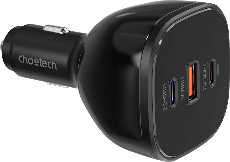 Avtomobilski polnilec Choetech TC0024, 160 W, 2× USB‑C PD 3.1, 1× USB‑A, črn