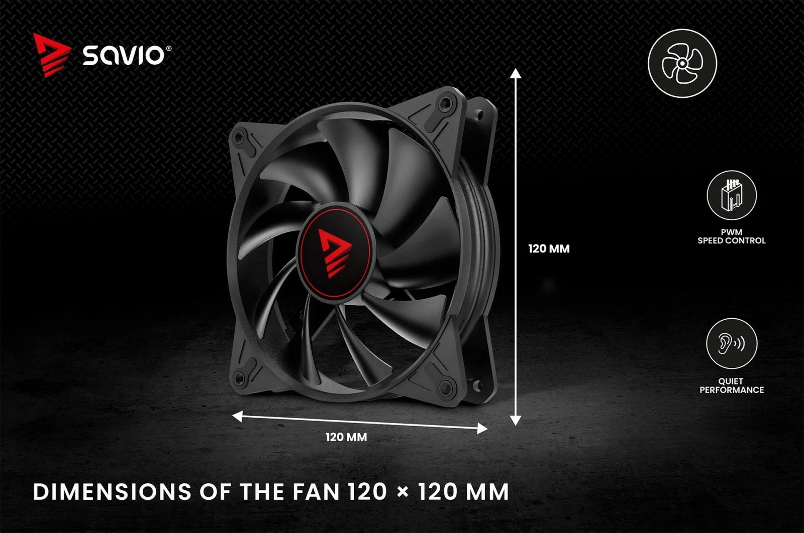 Ventilator za ohišje Savio BLADE X1, 120 mm, 4-pin PWM, črn