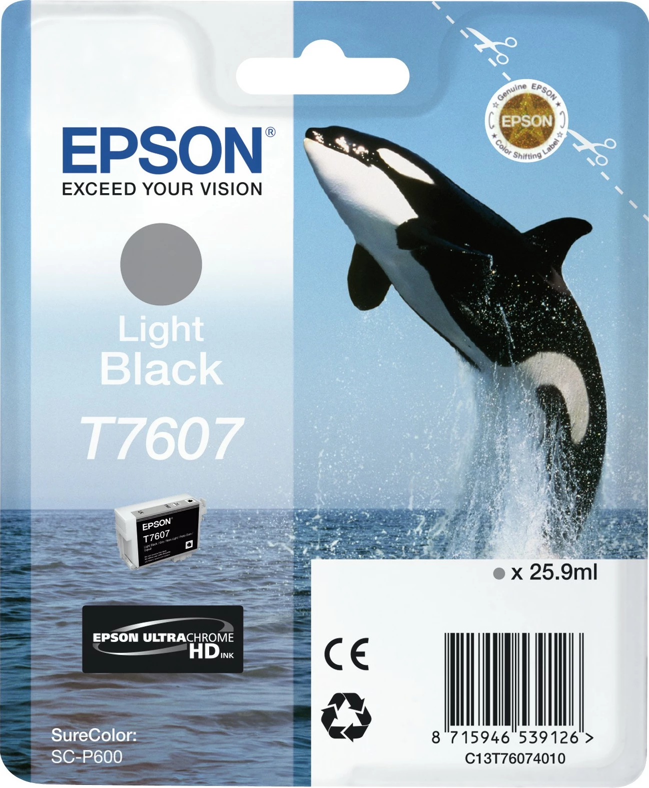 Toner svetločrni Epson T7607, SureColor SC-P600, 25,9 ml