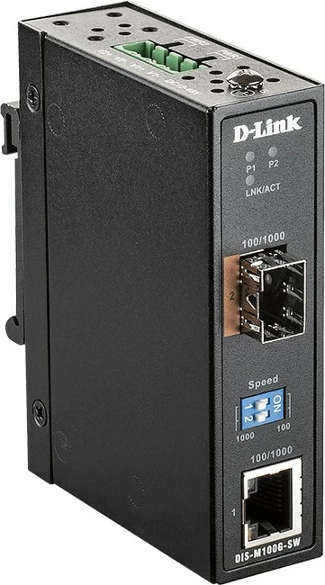 Industrijski omrežni pretvornik D-Link DIS-M100G-SW, Gigabit Ethernet, SFP, črn