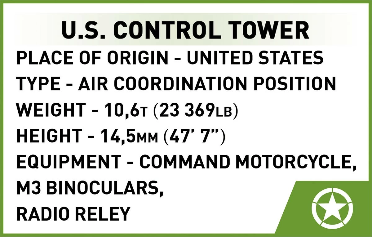 Gradbeni set katedra kontrole U.S. Control Tower Cobi Klocki, 664 kosi, z figuricami in motorjem