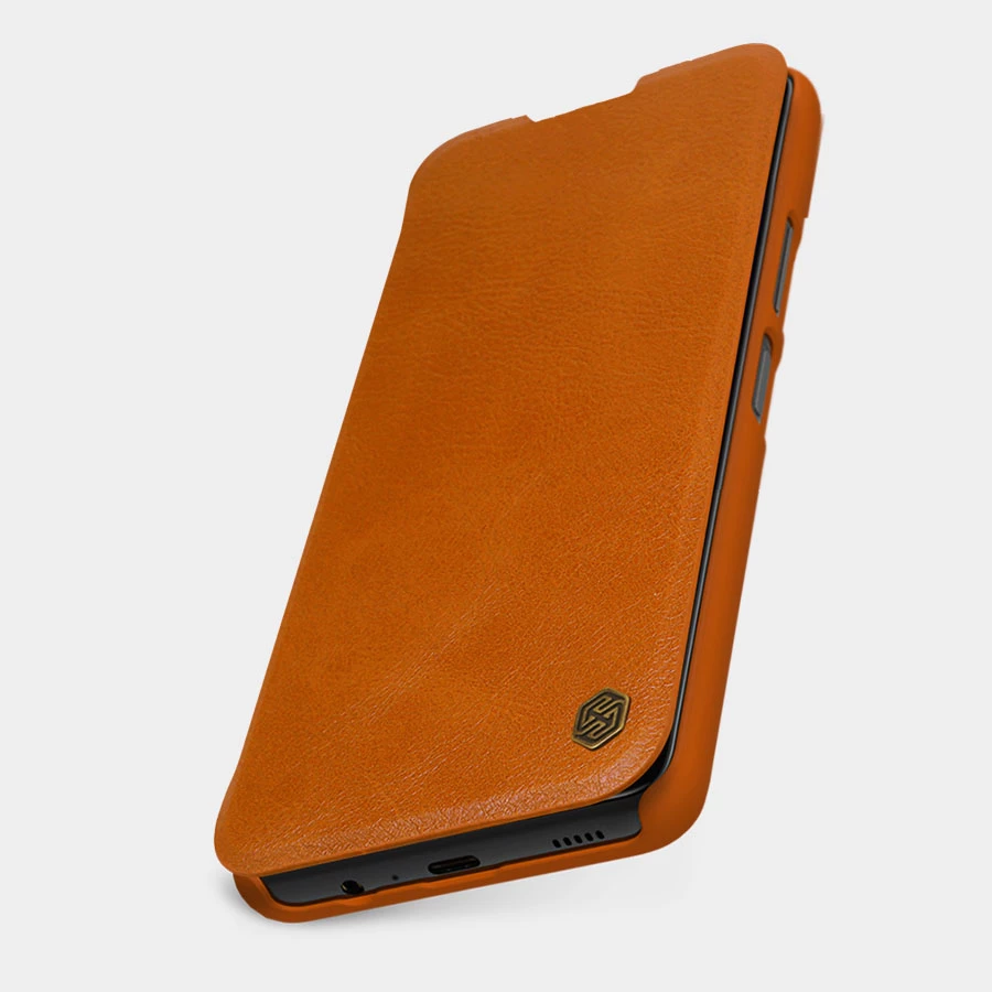 Ovitek za telefon Nillkin Qin Case za Xiaomi Redmi Note 11T 5G / Note 11S 5G / Note 11 5G (China) / Poco M4 Pro 5G, rjav
