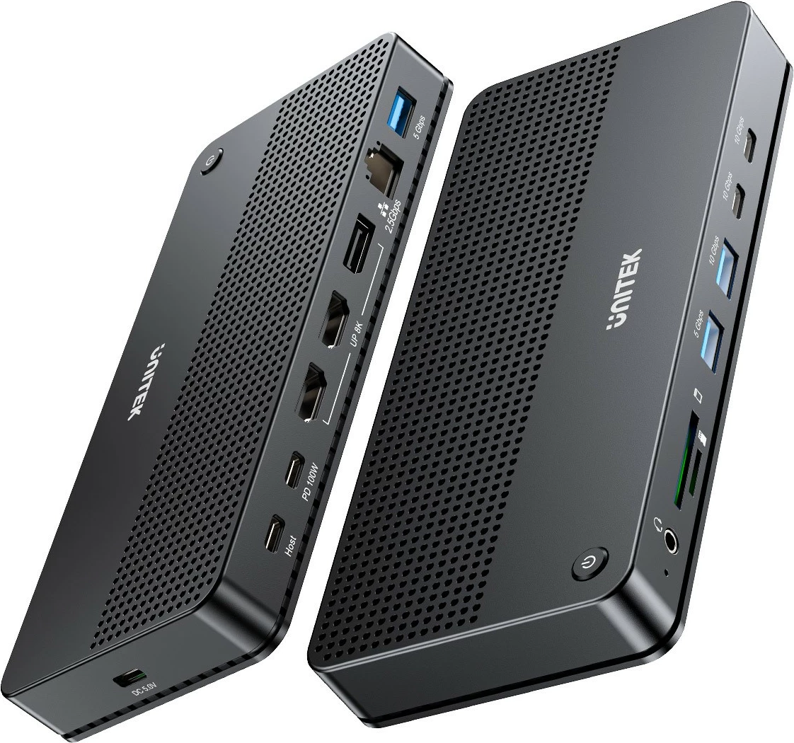 Docking postaja Unitek D1104A01, 13-v-1, USB-C, HDMI 2.1, DP 2.0, RJ45, 10 Gbps, siva