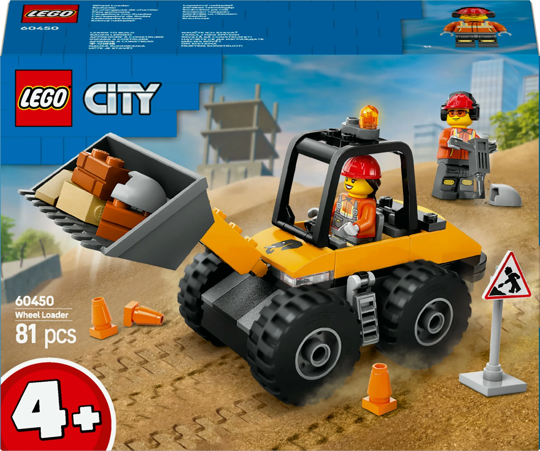 Gradbeni set z gradbenim nakladalcem LEGO City 60450, 81 kosov, večbarven
