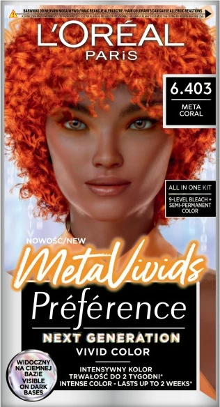 Barva za lase za ženske Préférence MetaVivids L'Oreal Paris 6.403 Meta Coral, 1 kos