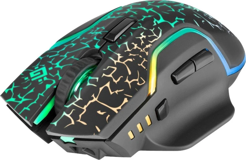 Optični brezžični miška, RGB, 3200 DPI, Defender GM-067 ONESHOT, 7 gumbov