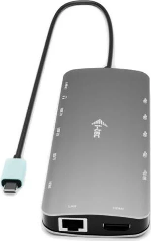 Dokovna postaja Metal Nano, i-tec USB-C, 3x Display, 2x HDMI, 1x USB-C video, LAN, avdio, čitalec kartic, Power Delivery 140W, siva