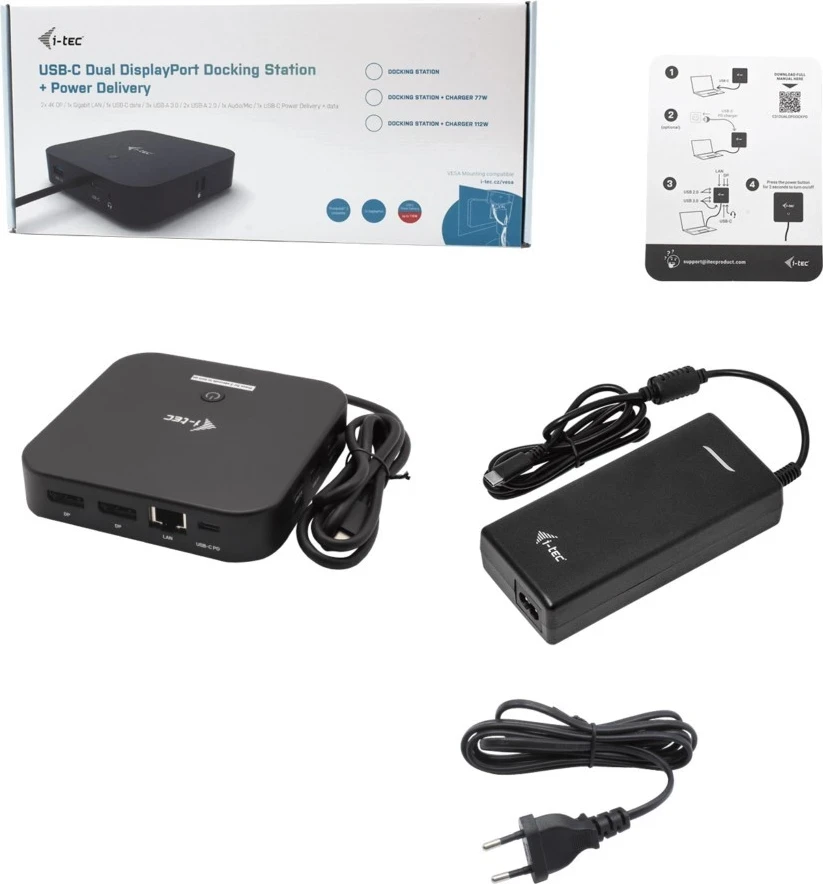 Dokovna postaja USB-C z dvema zaslonoma, napajanje 100 W + 112 W i-tec