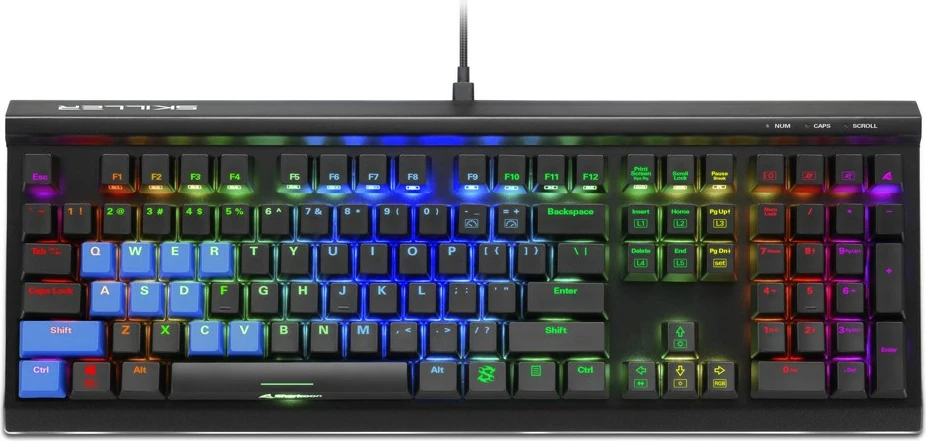 Mehanska tipkovnica SHARKOON SKILLER SGK60, Kailh Box White, RGB, US nastavitev, črna