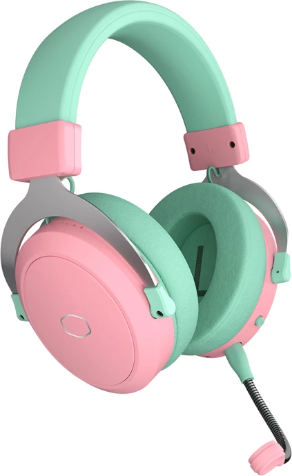 Gaming slušalke Cooler Master CH351-MC, brezžične, Bluetooth 5.4, odstranljiv mikrofon, zelena-rožnata